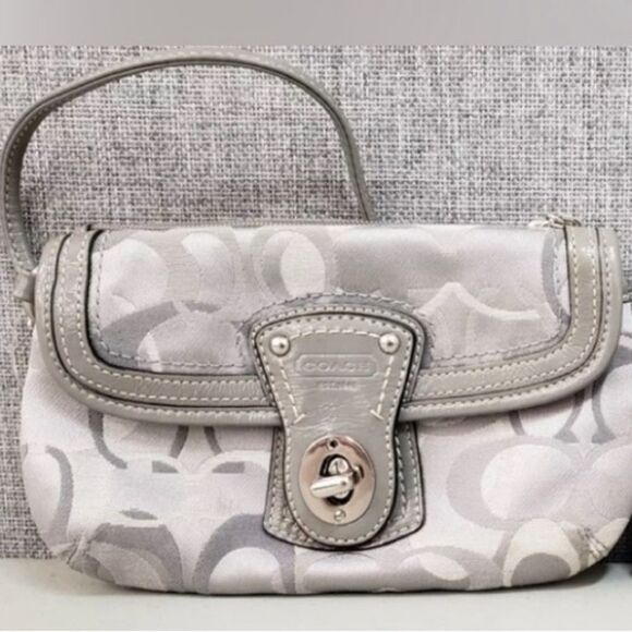 Coach Gray / Silver Canvas Monogram Clutch - Picture 1 of 7